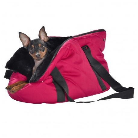 Sac de transport transformable pour chien couleur framboise MOELLEUX BOBBY