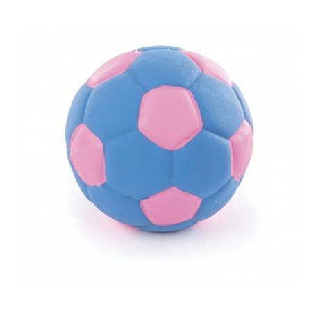 Balle de foot en latex bleu/rose pour chien MARTIN SELLIER