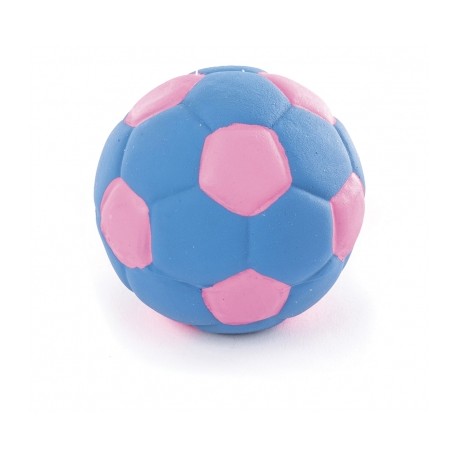 Balle de foot en latex bleu/rose pour chien MARTIN SELLIER
