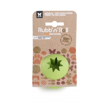 JOUET pour chien RUBB'N'TREATS BALLE distributeur friandises vert 7 cm RUBB'N'ROLL