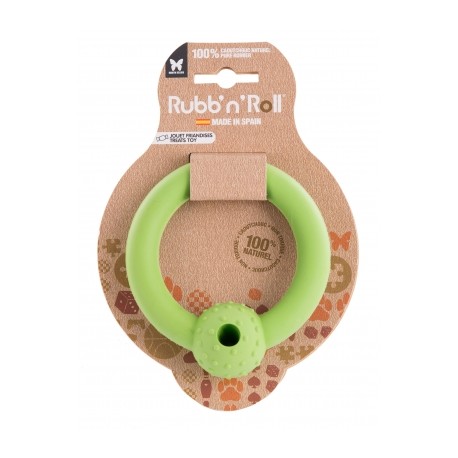 JOUET pour chien RUBB'N'TREATS ANNEAU FLOTTANT spécial friandise vert 10,5cm pour chien RUBB'N'ROLL-DOGFRENCHTOUCH