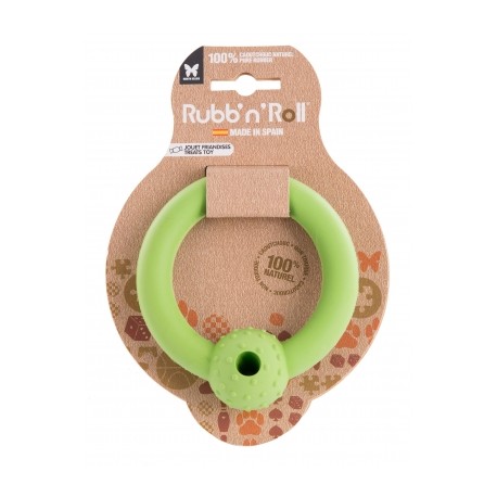 Jouet RUBB'N'TREATS spécial friandise anneau vert 10,5 cm pour chien RUBB'N'ROLL