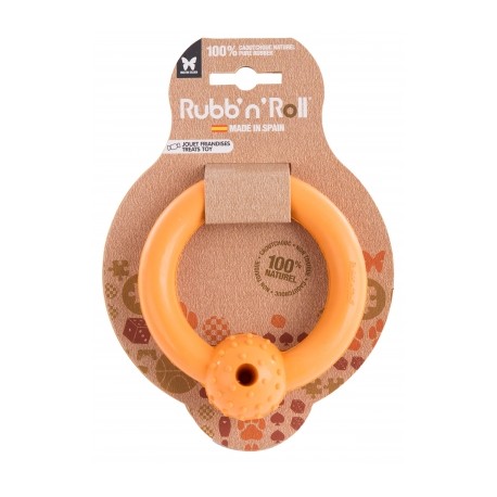 Jouet RUBB'N'TREATS spécial friandise anneau orange 10,5 cm pour chien RUBB'N'ROLL