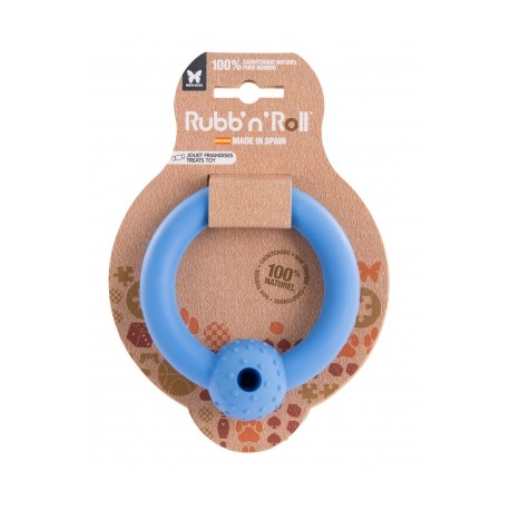 Jouet RUBB'N'TREATS spécial friandise anneau bleu 10,5 cm pour chien RUBB'N'ROLL