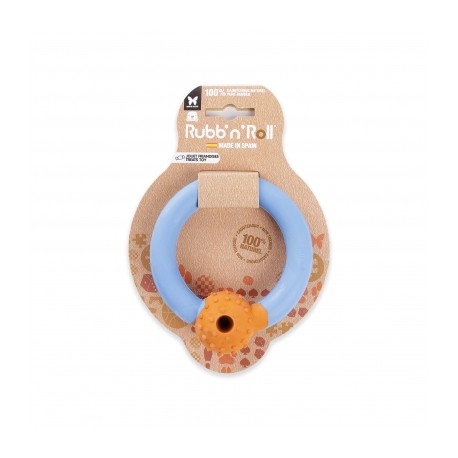 Jouet RUBB'N'TREATS spécial friandise anneau bleu/orange 10,5 cm pour chien RUBB'N'ROLL