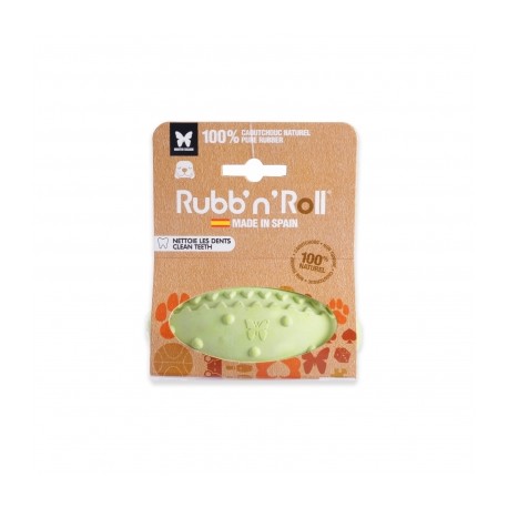 JOUET pour chien RUBB'N'DENTAL BALLE RUGBY picots spécial dents 12 cm RUBB'N'ROLL