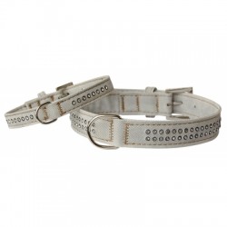 Collier pour chien Jean beige et strass  VIVOG