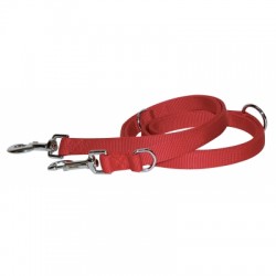Longe nylon 3 positions rouge pour chien VIVOG