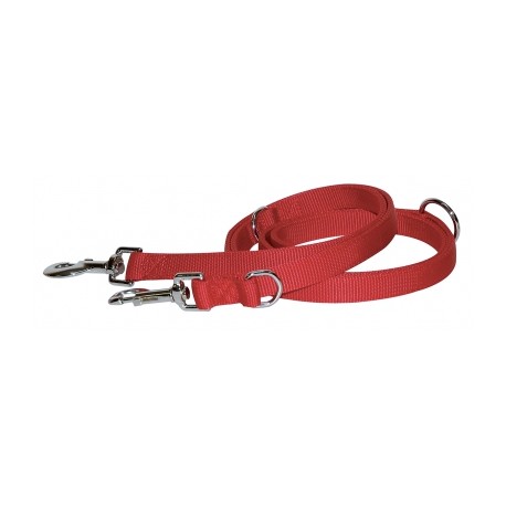 Longe nylon 3 positions rouge pour chien VIVOG