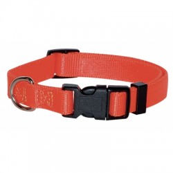 Collier en nylon réglable orange fluo pour chien VIVOG