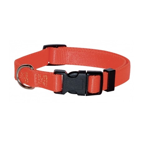 Collier en nylon réglable orange fluo pour chien VIVOG