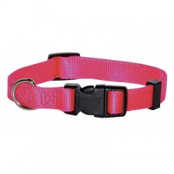 Collier en nylon réglable rose fluo pour chien VIVOG