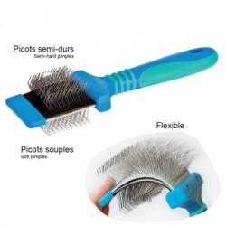 Brosse et carde flexible 2 faces pour chien et chat VIVOG