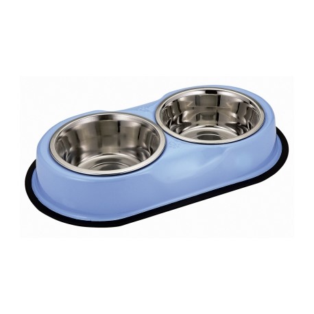 2 gamelles pour chien support antidérapant couleur Azur VIVOG