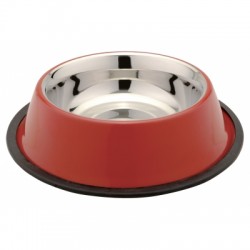 Gamelle inox pour chien support antidérapant couleur Cerise VIVOG