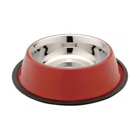 Gamelle inox pour chien support antidérapant couleur Cerise VIVOG