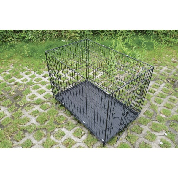 Cage de transport pour chien en métal avec grille de fond 2 portes longueur 107,5 cm VIVOG