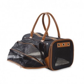 SAC DE TRANSPORT pour chien couleur noir et camel TRANSAT BOBBY - DOGFRENCHTOUCH