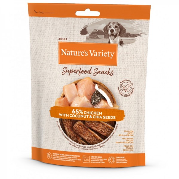 Friandises pour chien SUPERFOOD SNACKS au poulet, noix de coco et graines de chia NATURE'S VARIETY