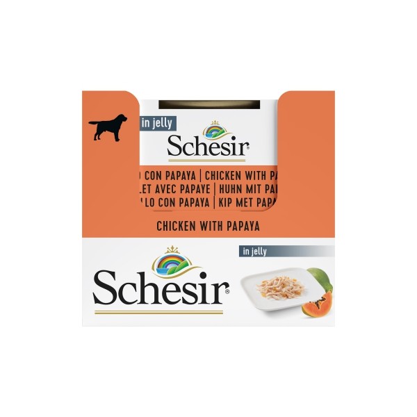 Patée pour chien en gelée au poulet et aux morceaux de papaye x10 SCHESIR