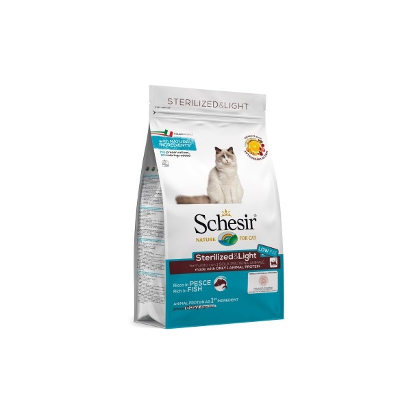 Croquettes pour chat au poisson STERILISE LIGHT 1,5 kg SCHESIR