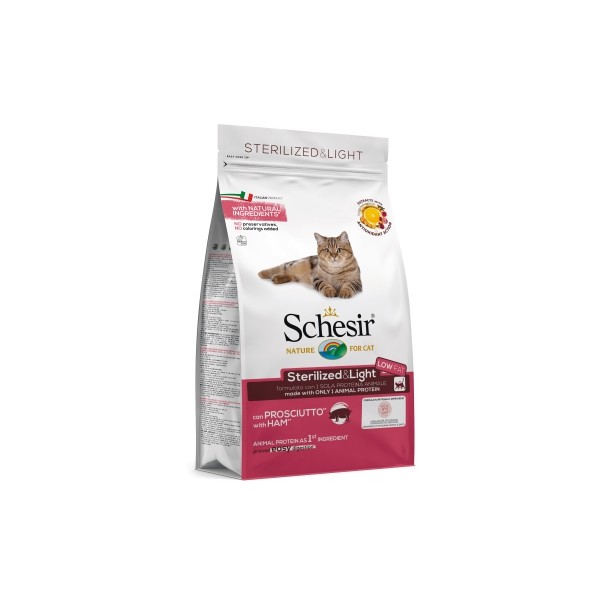 Croquettes pour chat au jambon STERILISE LIGHT 1,5 kg SCHESIR