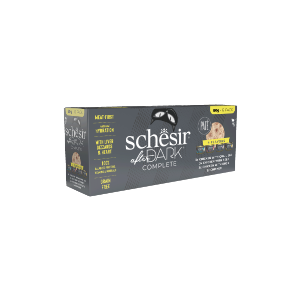 Pack Patée pour chat 4 saveurs 80gx12 AFTER DARK SCHESIR