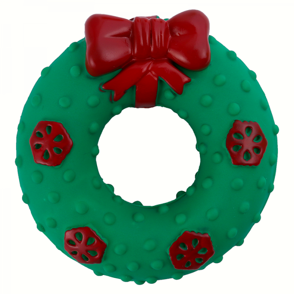 JOUET pour chien COURONNE NOEL AVEC NOEUD SONORE WOUAPY-DOGFRENCHTOUCH