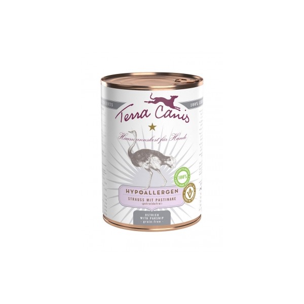 Patée pour chien à l'autruche 6x400g Hypollergenic TERRA CANIS