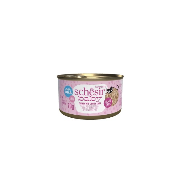 Patée pour chaton filets de poulet et foie de poulet 70gx12 BABY SCHESIR