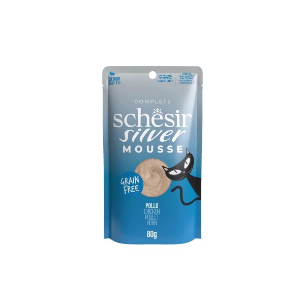 Mousse pour chat senior Velouté de poulet 80gx12 SILVER SCHESIR