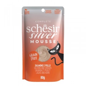 Mousse pour chat senior Velouté de poulet et saumon 80gx12 SILVER SCHESIR