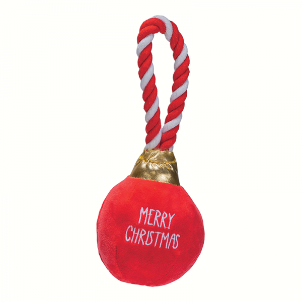JOUET pour chien PELUCHE BOULE DE NOËL sonore et corde BEEZTEES