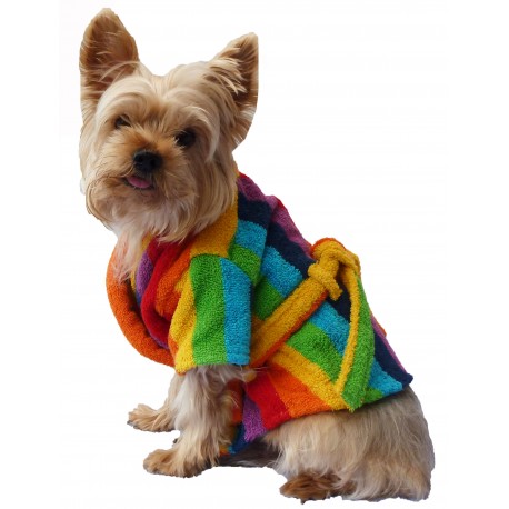 Peignoir pour chien couleur arc en ciel DOGFRENCHTOUCH