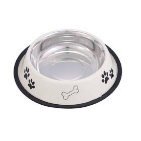 Gamelle inox pour chien couleur blanc noir avec motifs VIVOG