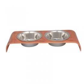 GAMELLES INOX pour chien avec support complet EFFET BOIS VIVOG-DOGFRENCHTOUCH