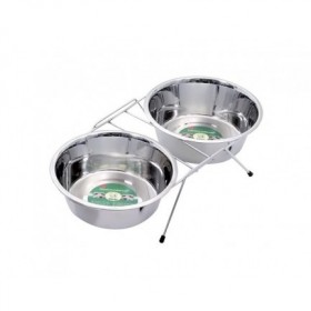 Support double avec gamelles en inox pour animaux KARLIE