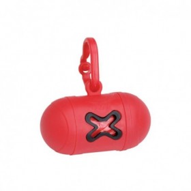 Distributeur sachets ramasse crottes forme os rouge CAMON