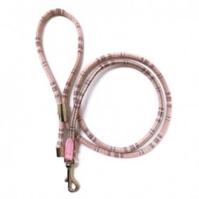 Laisse pour chien écossaise en cuir de veau rose CAMON0