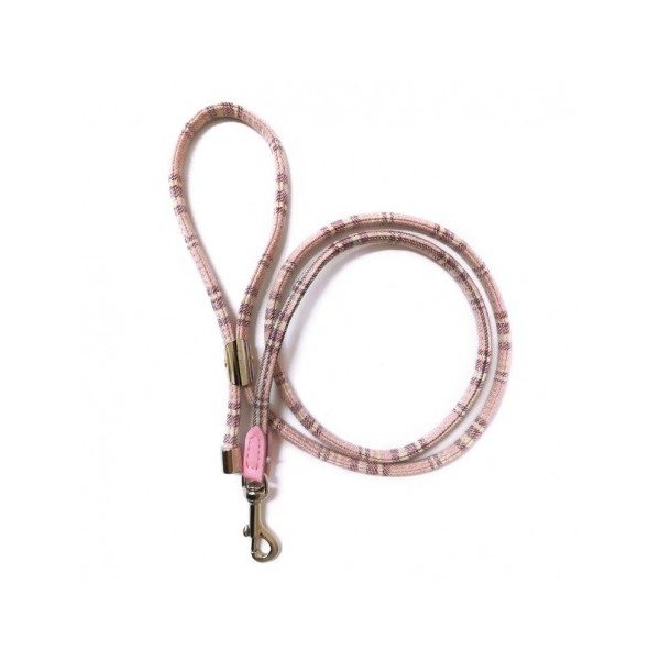 Laisse pour chien écossaise en cuir de veau rose CAMON0