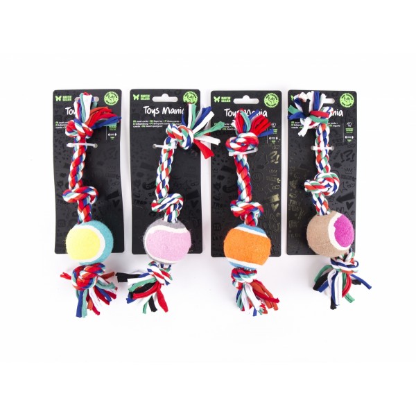 JOUETS pour petit chien LOT DE 4 CORDES + BALLE DE TENNIS MARTIN SELLIER-DOGFRENCHTOUCH
