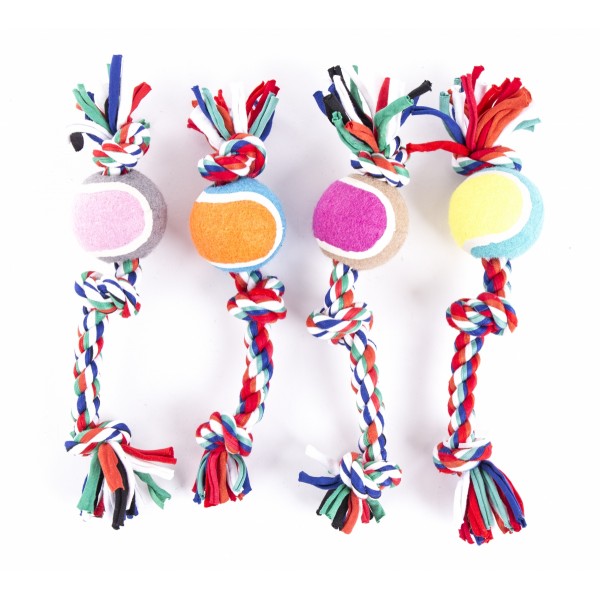 JOUETS pour petit chien LOT DE 4 CORDES + BALLE DE TENNIS MARTIN SELLIER-DOGFRENCHTOUCH