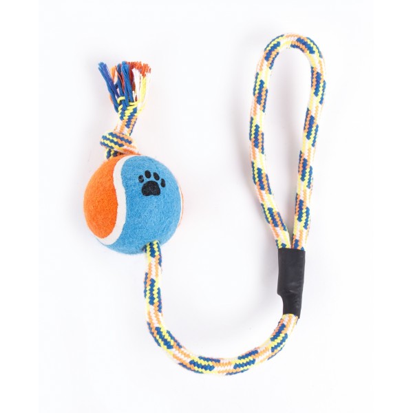 JOUETS pour chien LOT DE 4 BALLES DE TENNIS AVEC CORDE MARTIN SELLIER-DOGFRENCHTOUCH
