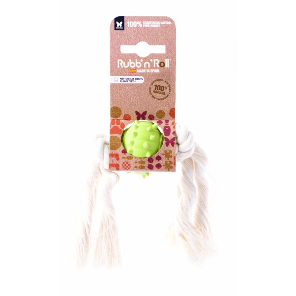 JOUET pour chien RUBB'N'DENTAL BALLE ET CORDE spécial dent RUBB'N'ROLL