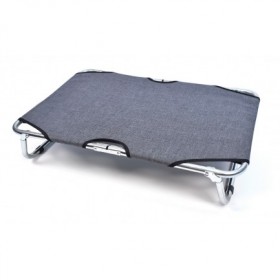 Lit pour chien pieds pliants toile grise LEOPET