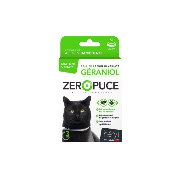 Colliers antiparasitaires pour Chatons & Chats au Géraniol Bio ZERO PUCE HERY