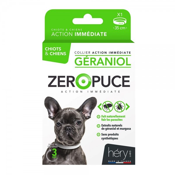 Colliers antiparasitaires pour Chiots et Chiens au Géraniol Bio ZERO PUCE HERY