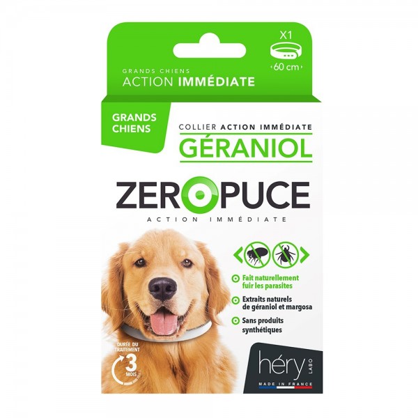 Colliers antiparasitaires pour grands Chiens au Géraniol Bio ZERO PUCE HERY