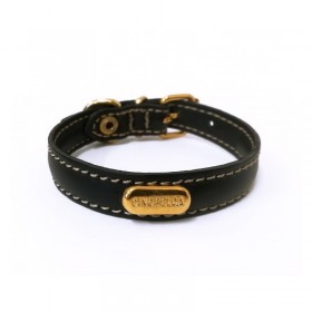 Collier pour chien en cuir de veau souple couleur noir CAMON