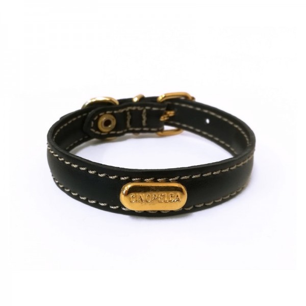Collier pour chien en cuir de veau souple couleur noir CAMON